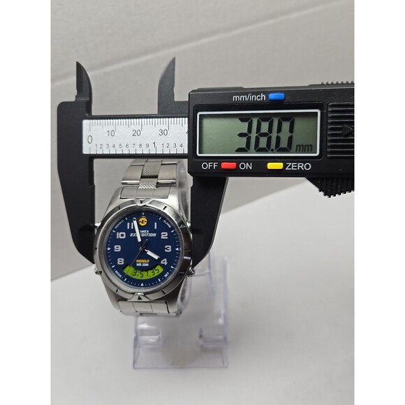 Vintage Timex Expedition Ana Digi Blue Dial Watch Indiglo 50M Alarm New Battery - Picture 5 of 14